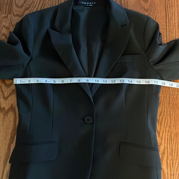 THEORY woman’s black blazer STRETCH WOOL Blend one button closure SMALL 10 (6-8) - Picture 13 of 16